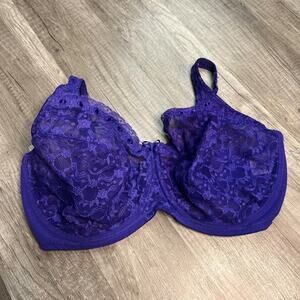 𝅺vanity Fair Sheer Lace Underwire Bra Purple Size 36DD